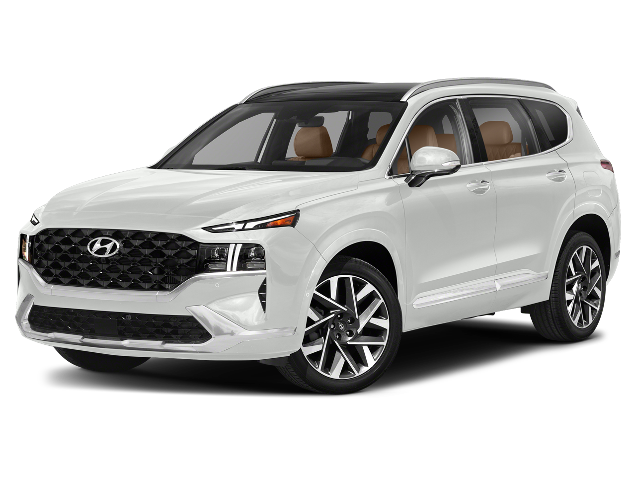 2023 Hyundai Santa Fe Calligraphy in Serenity White Pearl — front three-quarter view