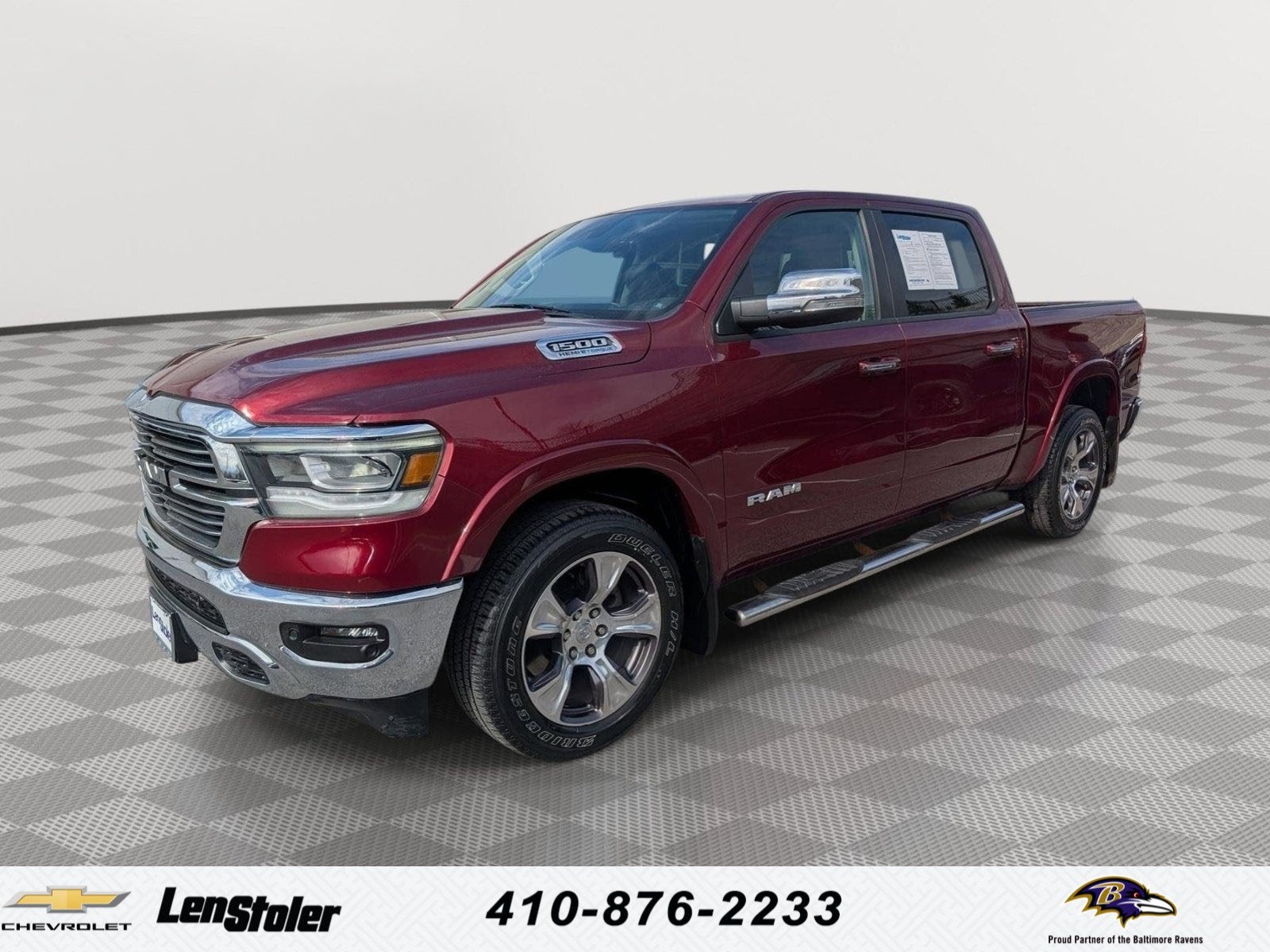 2022 RAM 1500 Laramie in Delmonico Red Pearl — front three-quarter view