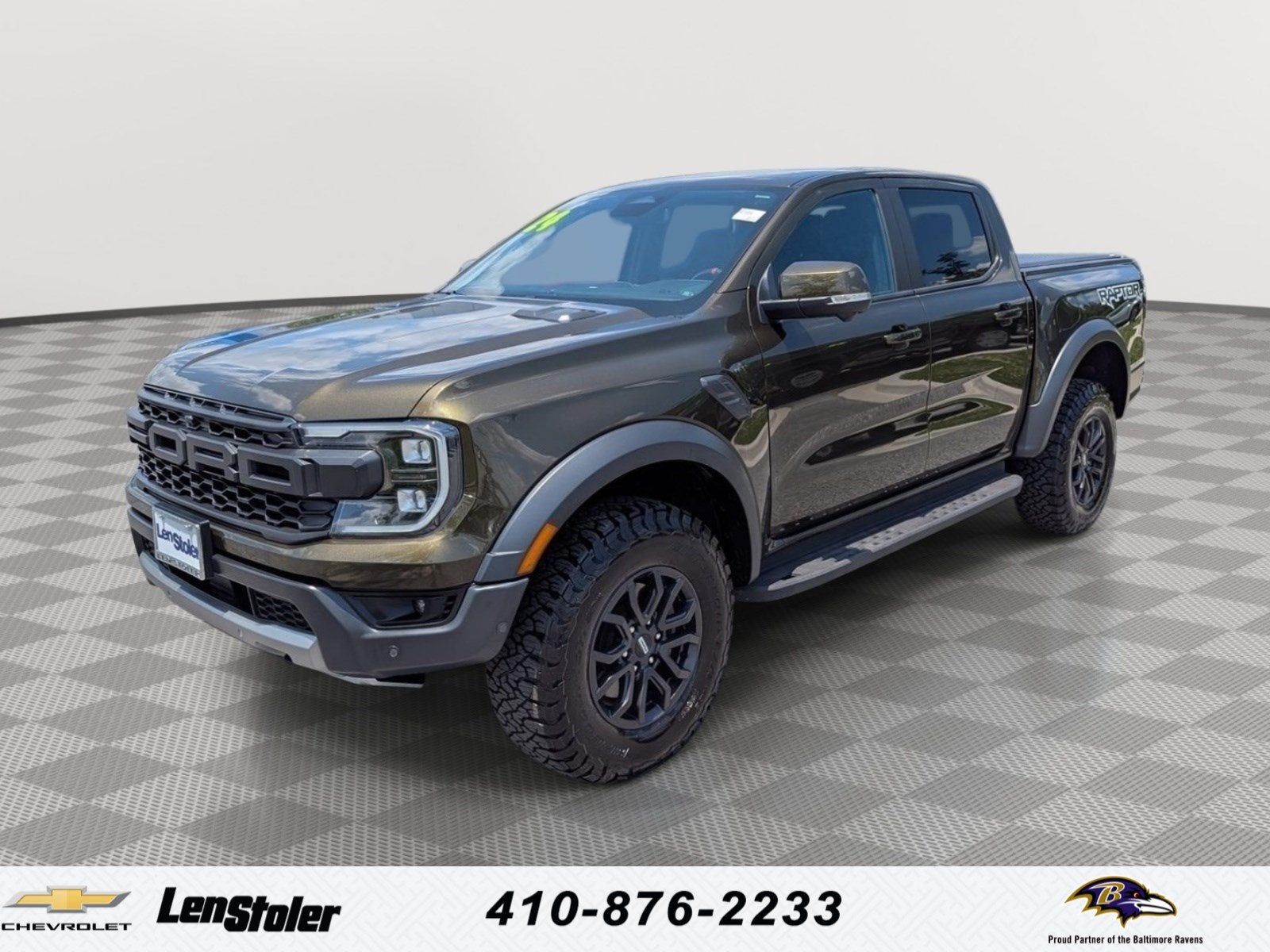 2024 Ford Ranger Raptor in Shelter Green — front three-quarter view