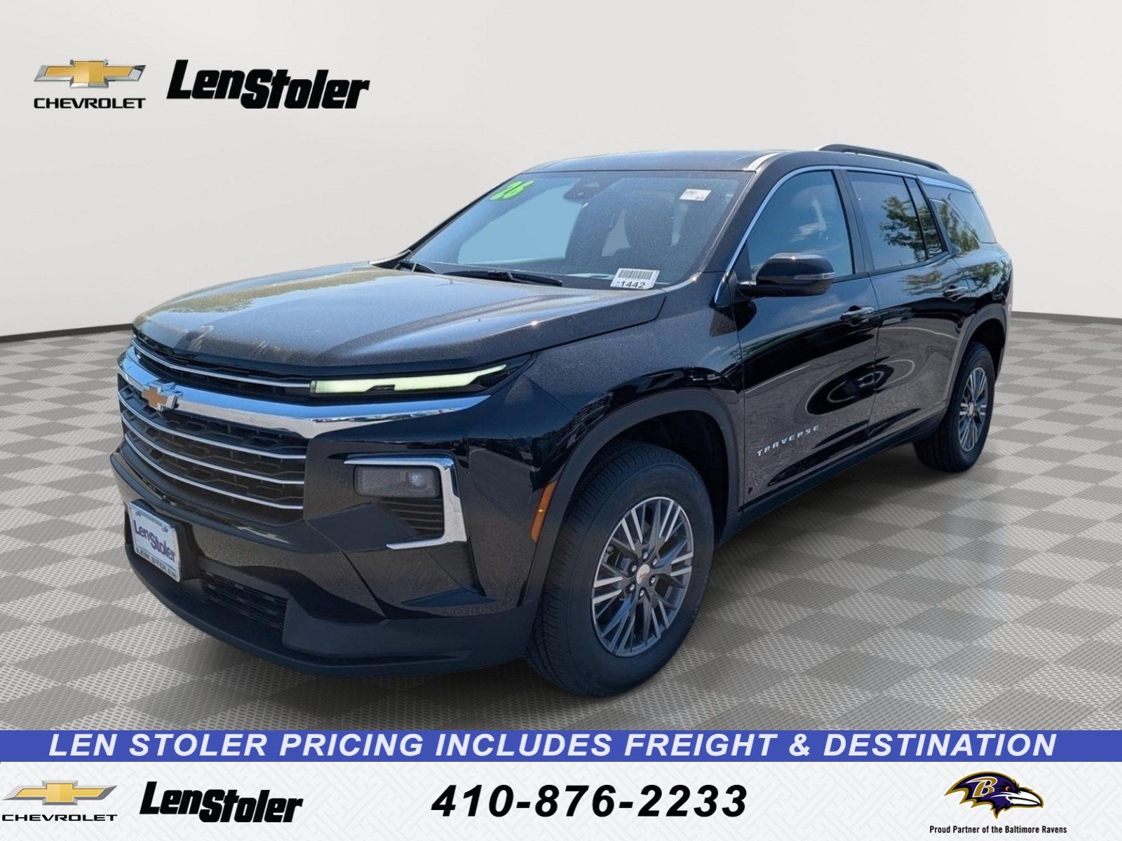 2026 Chevrolet Traverse LT in Mosaic Black Metallic — front three-quarter view