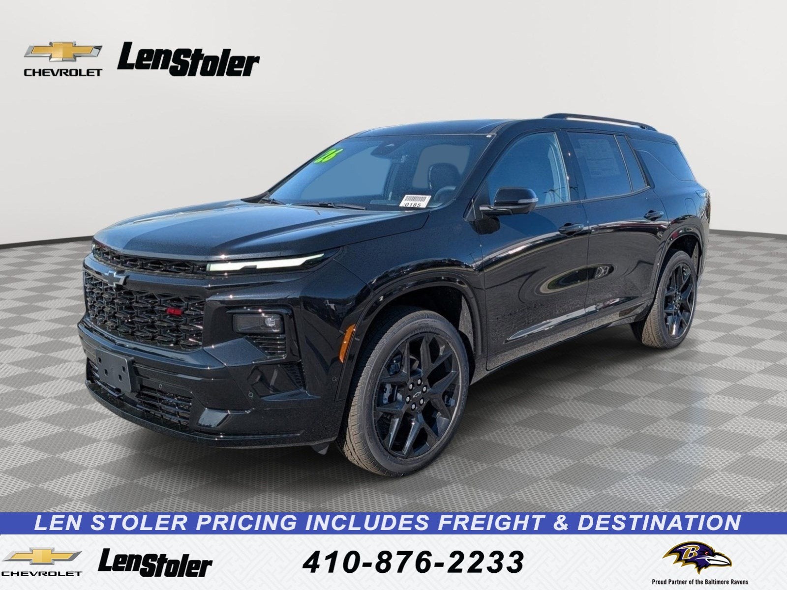 2026 Chevrolet Traverse RS in Mosaic Black Metallic — front three-quarter view