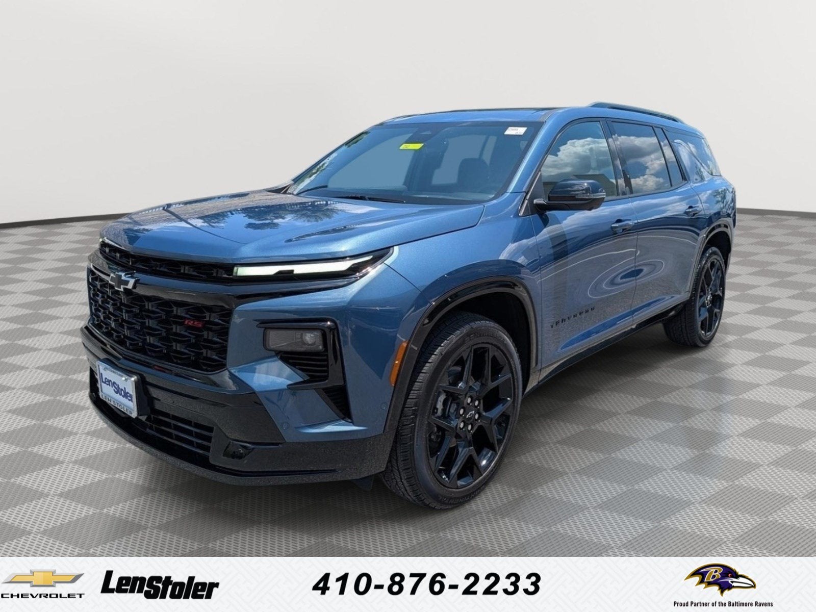2026 Chevrolet Traverse RS in Lakeshore Blue Metallic — front three-quarter view