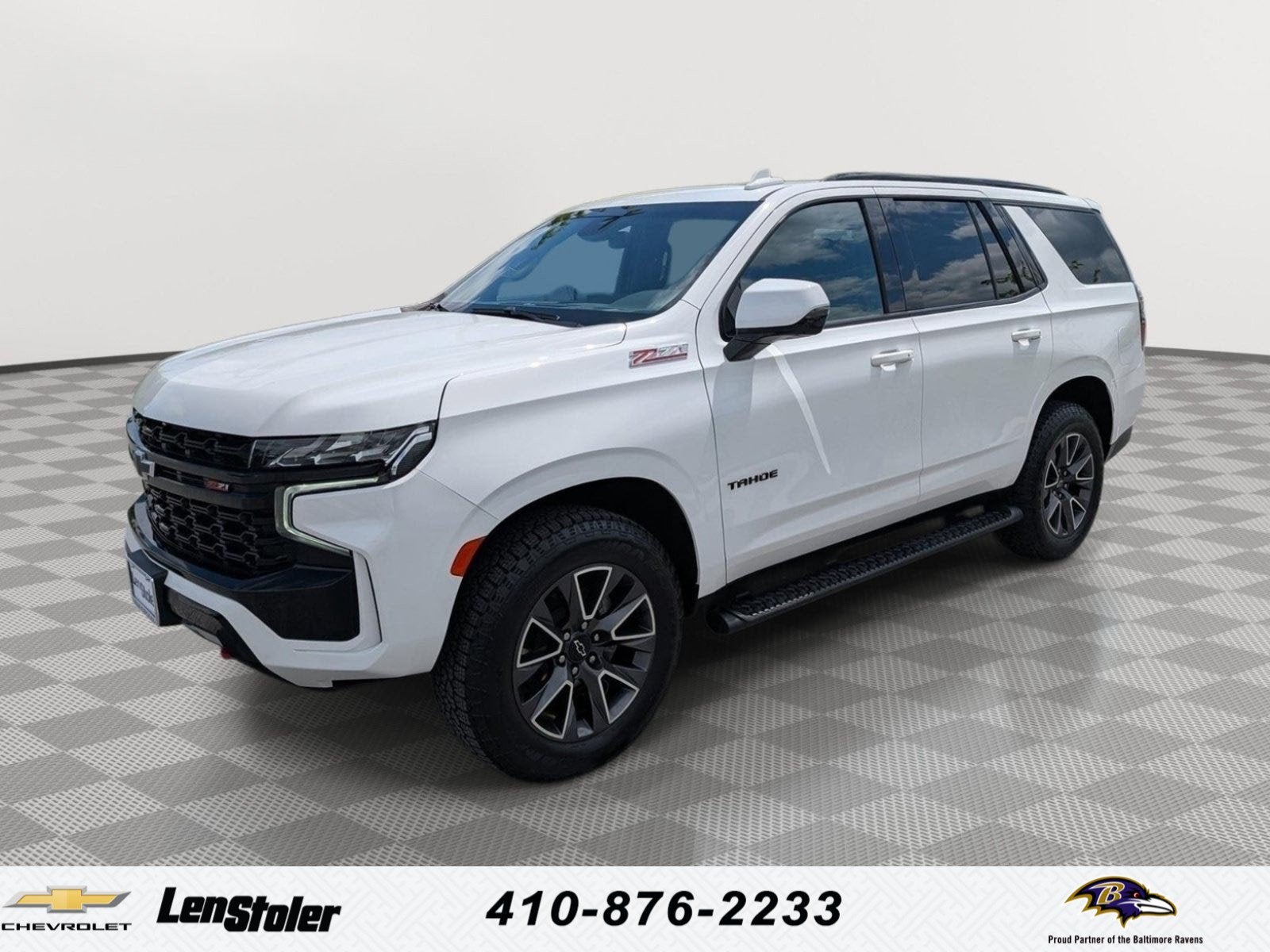 2023 Chevrolet Tahoe Z71 in Summit White — front three-quarter view