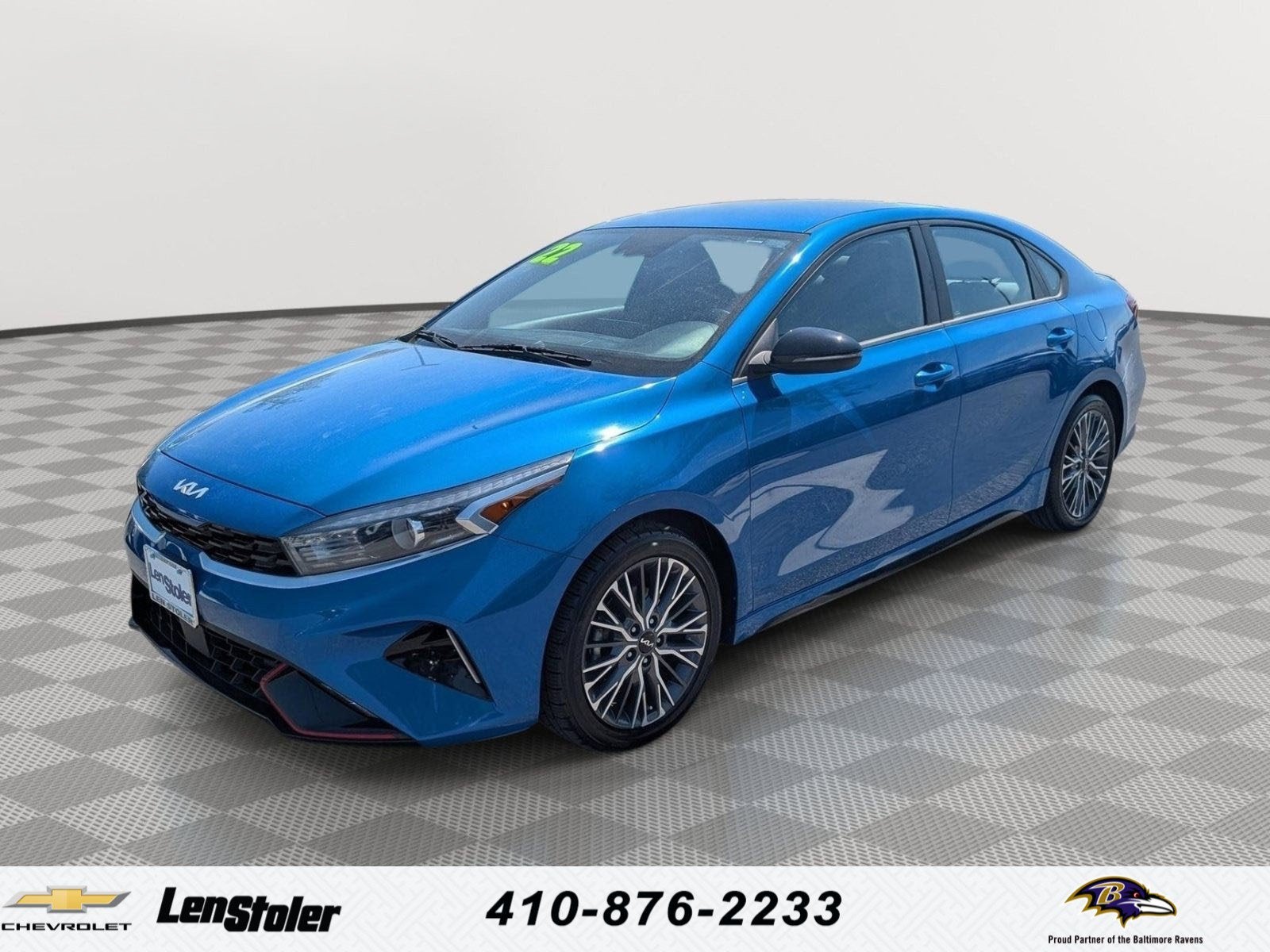 2022 Kia Forte GT-Line in Sporty Blue — front three-quarter view