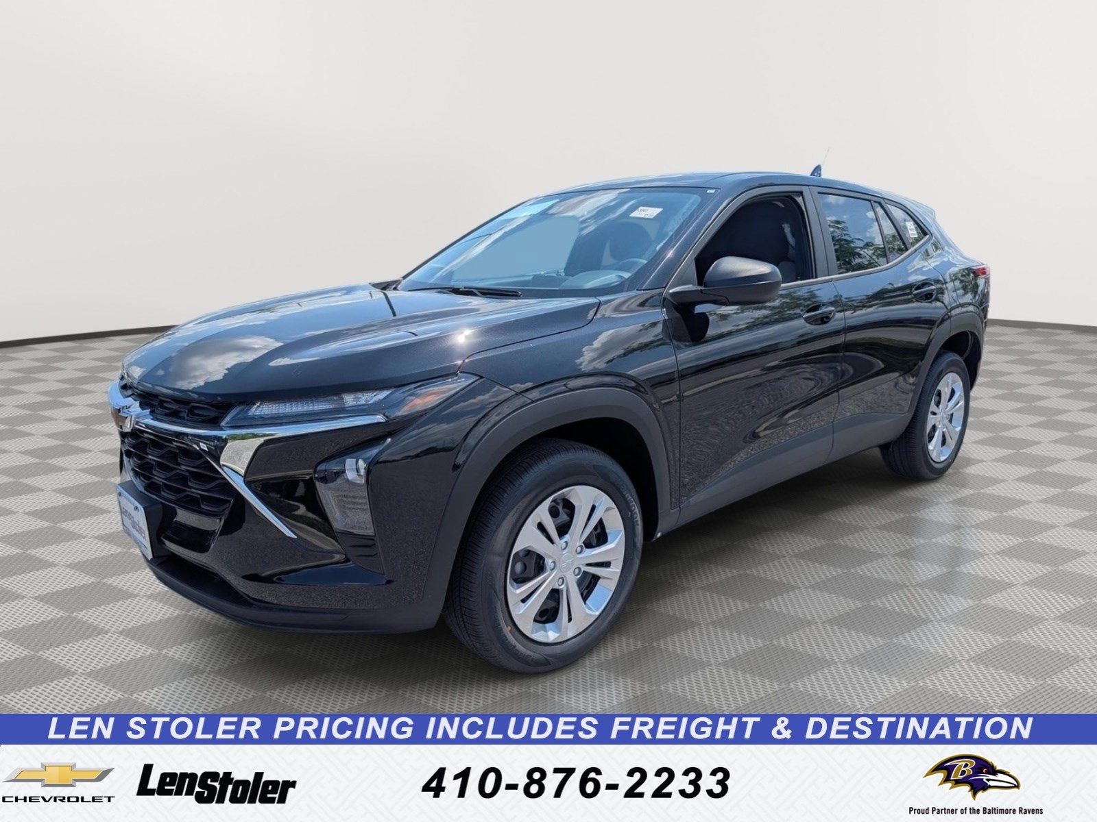 2026 Chevrolet Trax LS in Mosaic Black Metallic — front three-quarter view