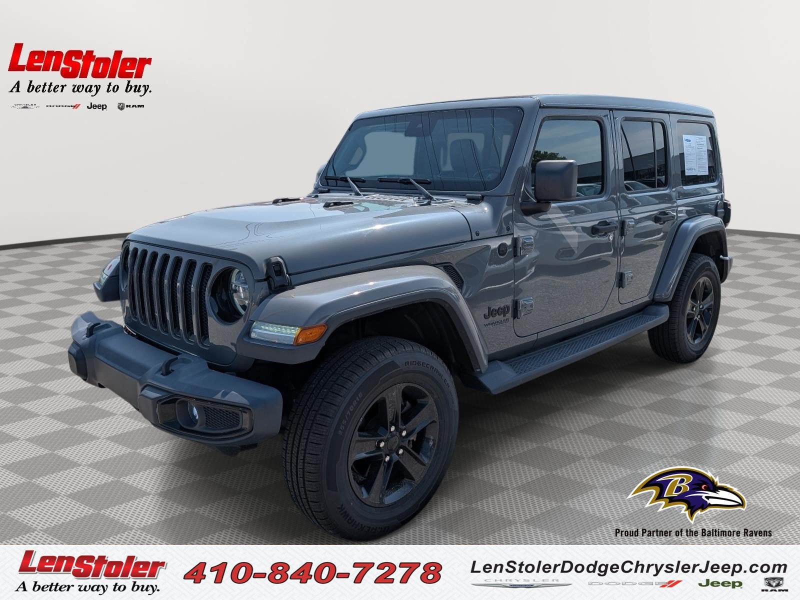2020 Jeep Wrangler Unlimited Sahara Altitude in Sting-Gray Clearcoat — front three-quarter view
