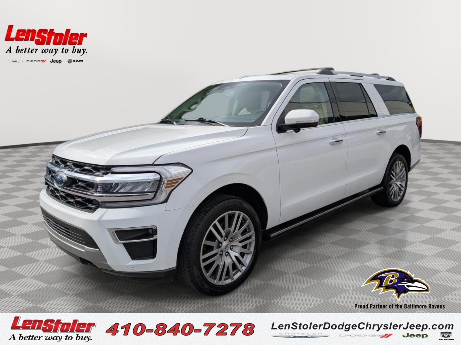2023 Ford Expedition Max Limited in Oxford White — front three-quarter view