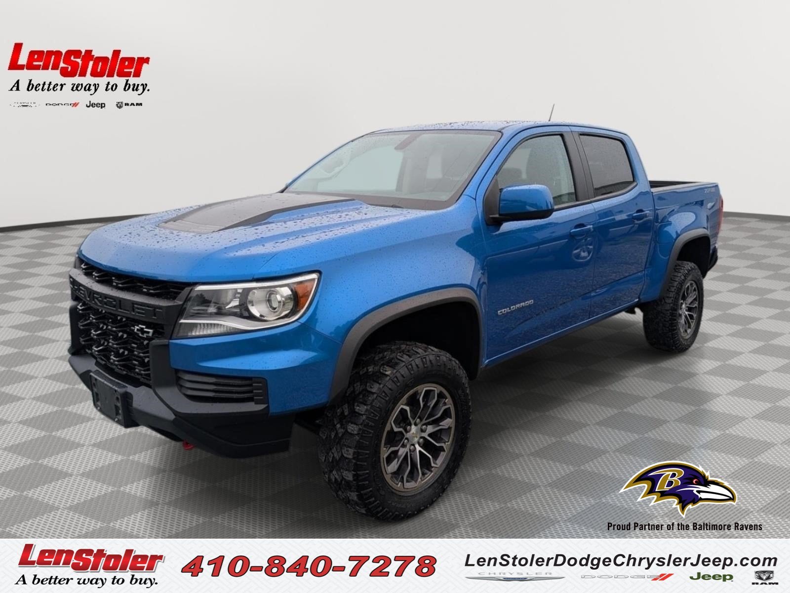 2022 Chevrolet Colorado 4WD ZR2 in Bright Blue Metallic — front three-quarter view