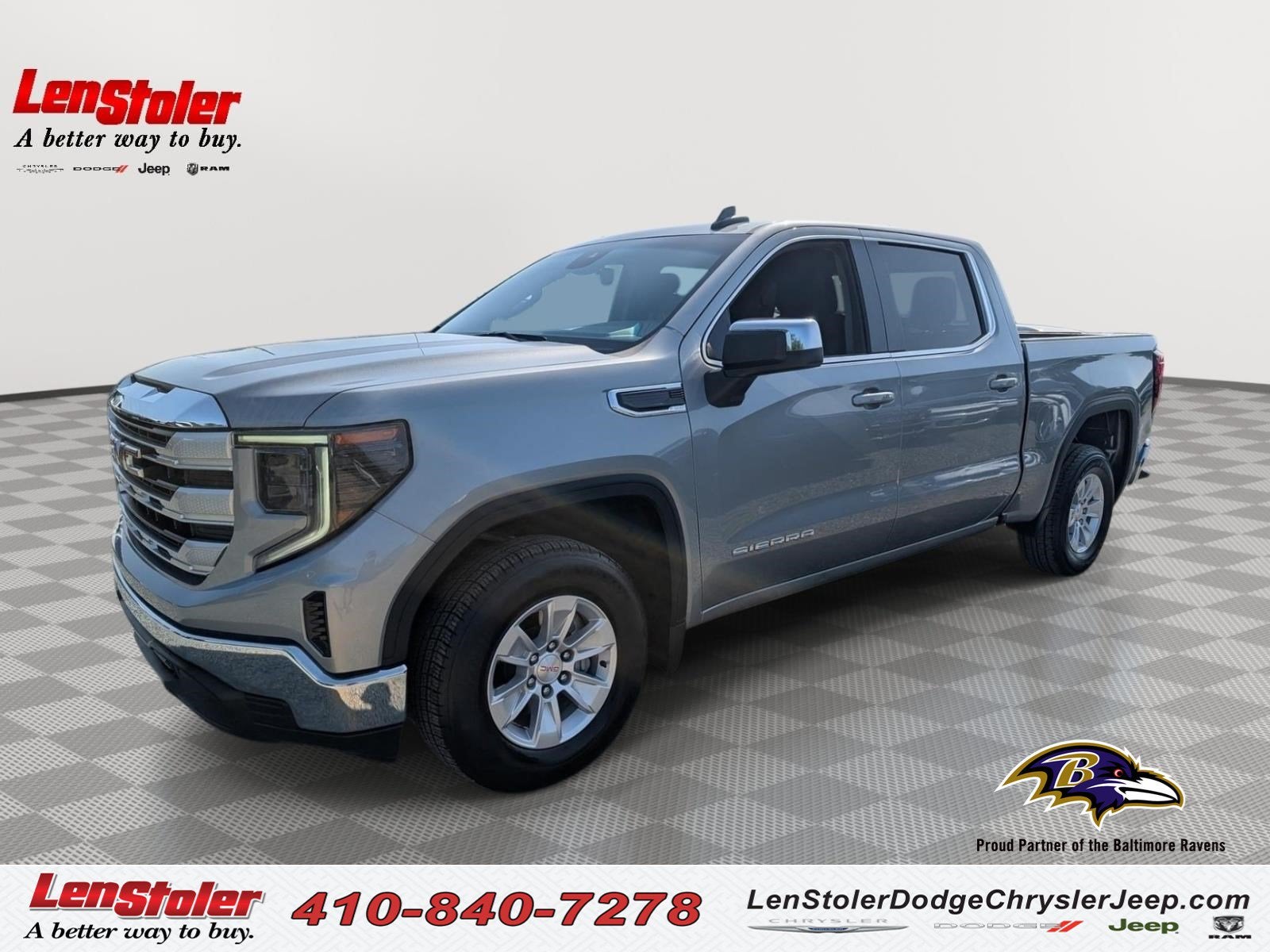 2024 GMC Sierra 1500 SLE in Sterling Metallic — front three-quarter view