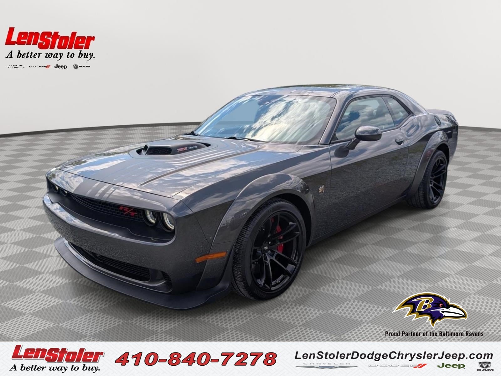 2022 Dodge Challenger R/T Scat Pack Widebody in Granite Pearlcoat — front three-quarter view