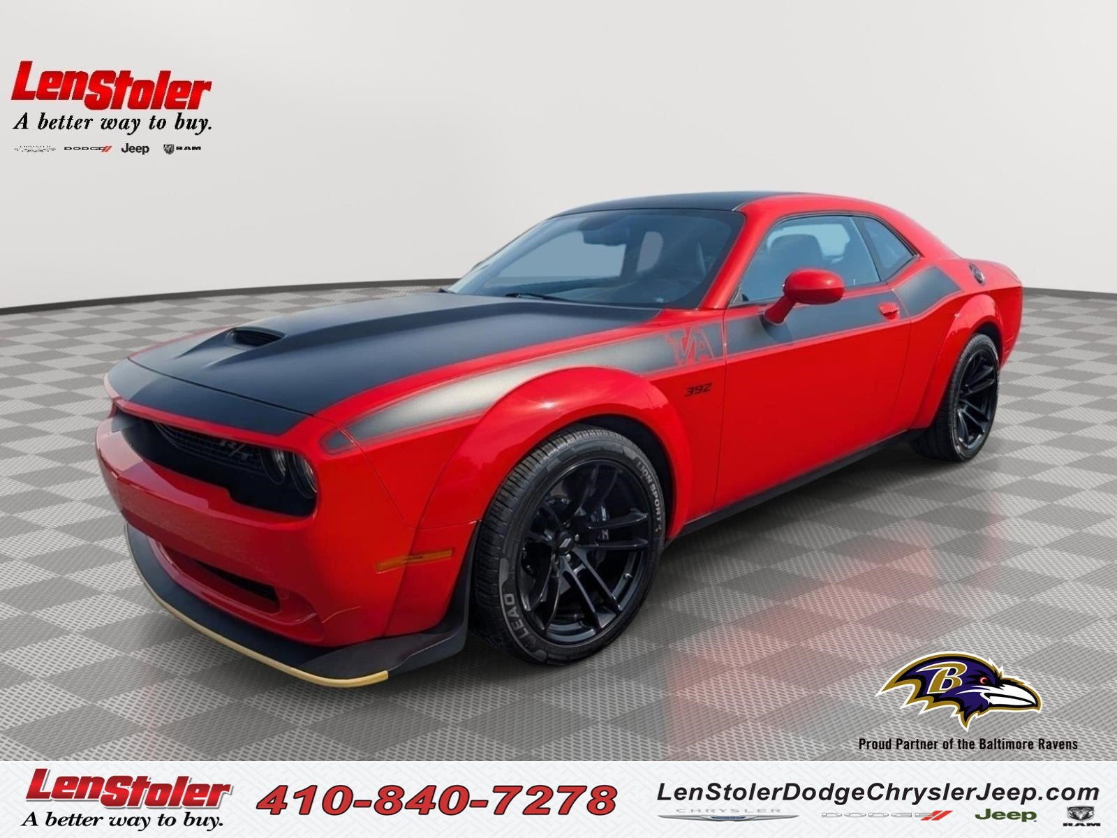 2022 Dodge Challenger R/T Scat Pack Widebody in Go Mango — front three-quarter view