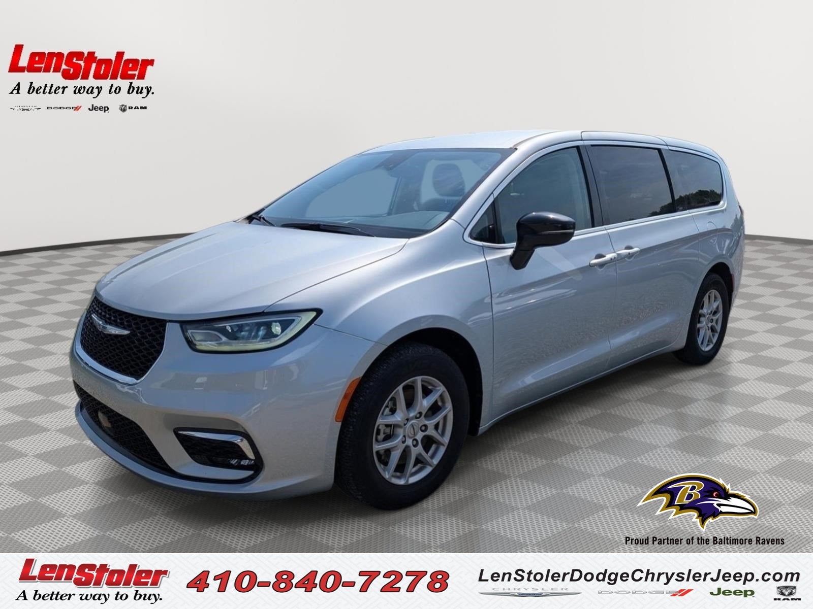 2024 Chrysler Pacifica Touring L in Silver Mist Clearcoat — front three-quarter view