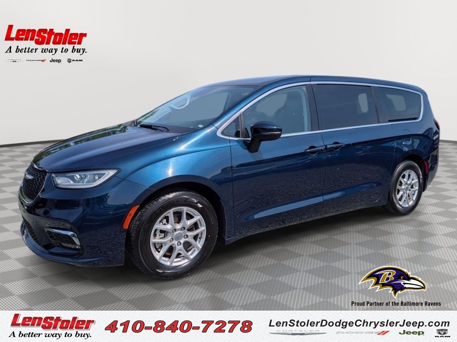2023 Chrysler Pacifica Touring L in Fathom Blue Pearlcoat — front three-quarter view
