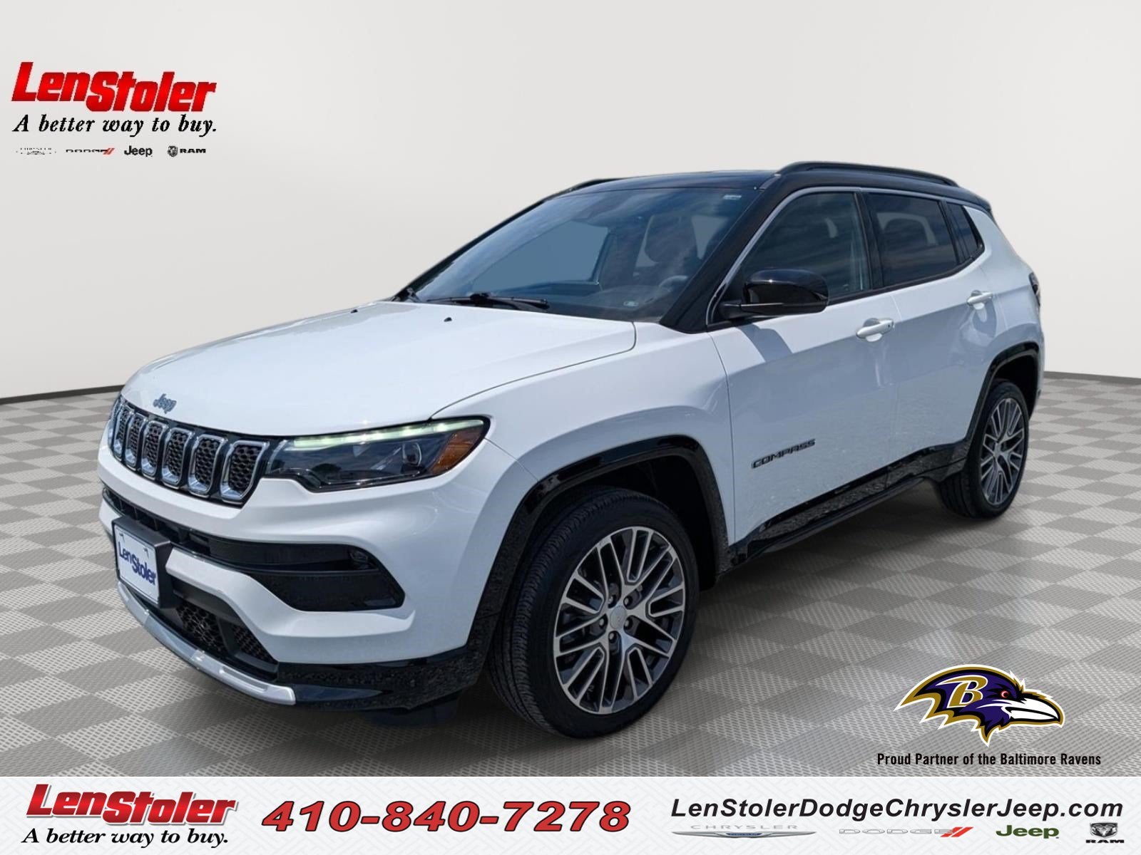 2023 Jeep Compass Limited in Bright White Clearcoat — front three-quarter view