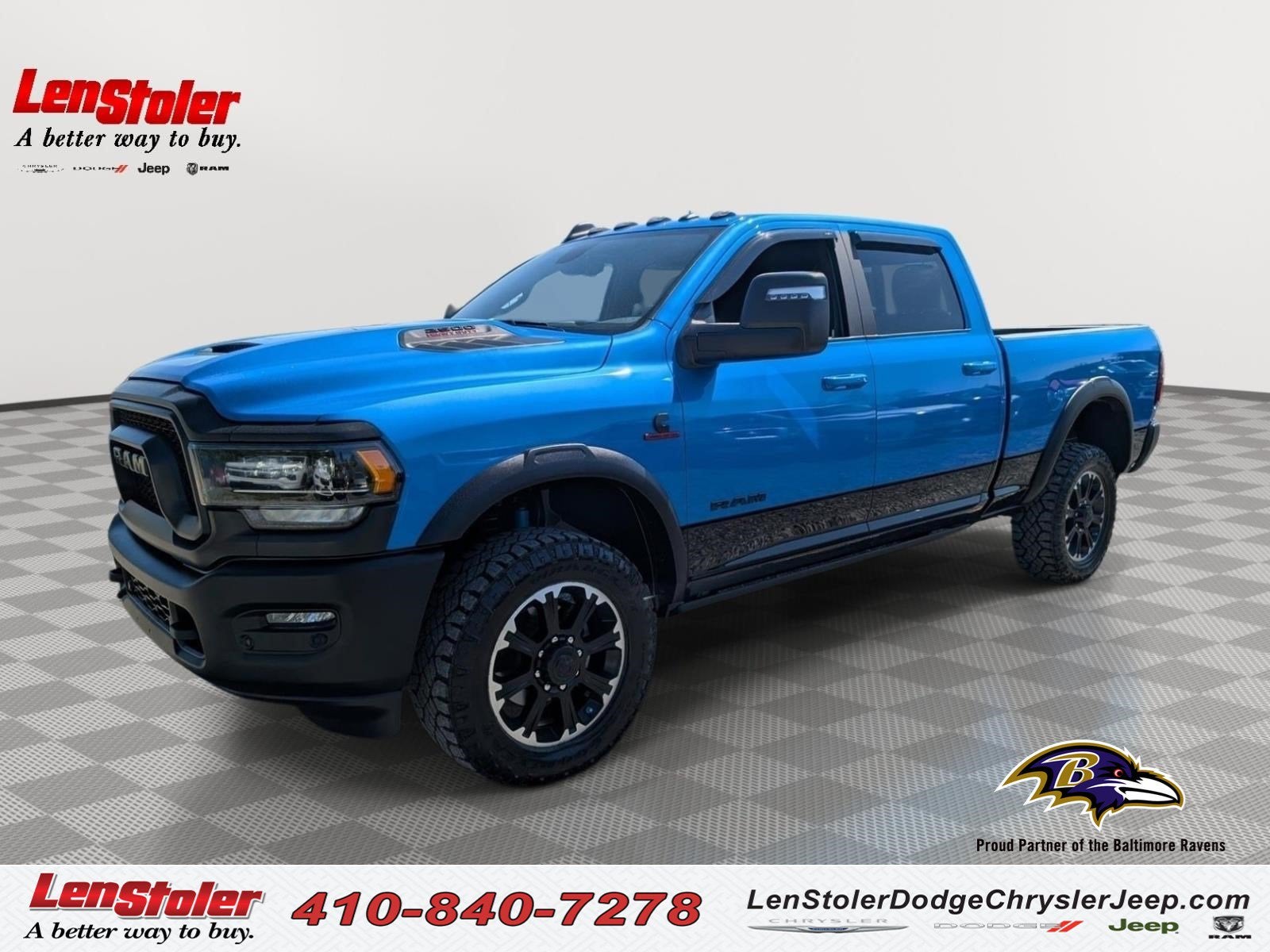 2024 RAM 2500 Rebel in Hydro Blue Pearlcoat — front three-quarter view