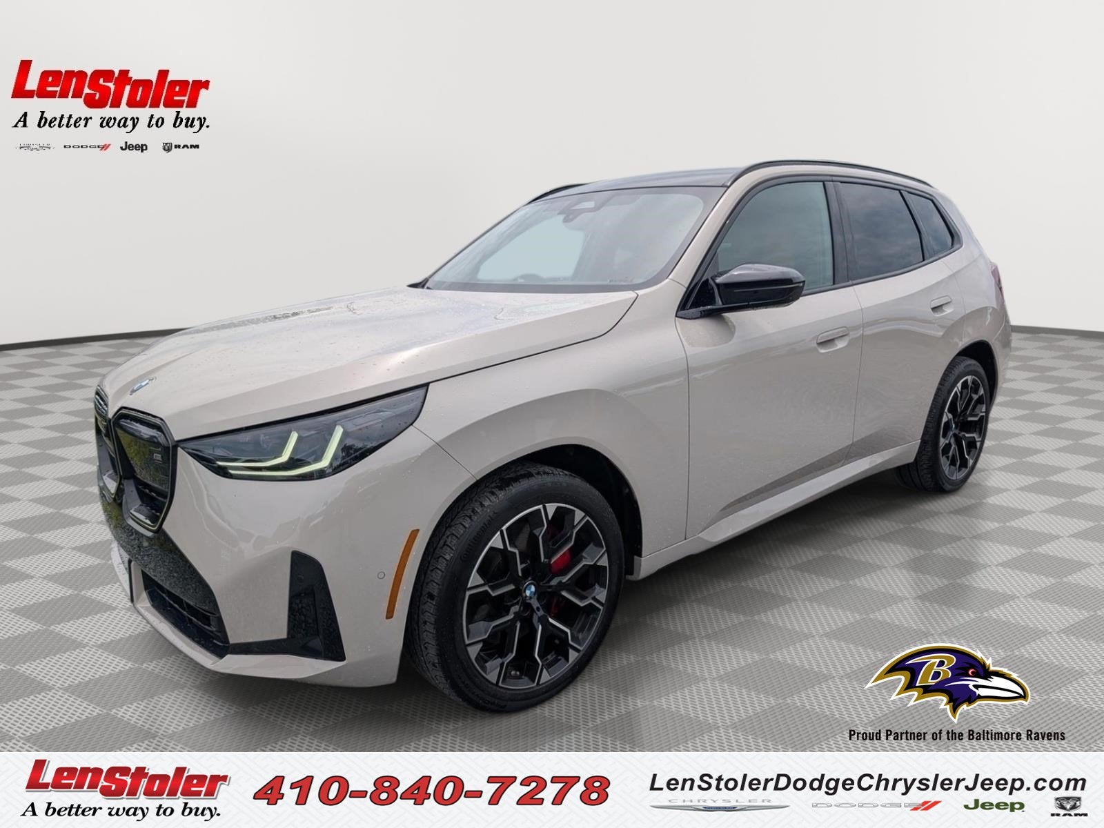 2025 BMW X3 M50 xDrive in Dune Grey Metallic — front three-quarter view
