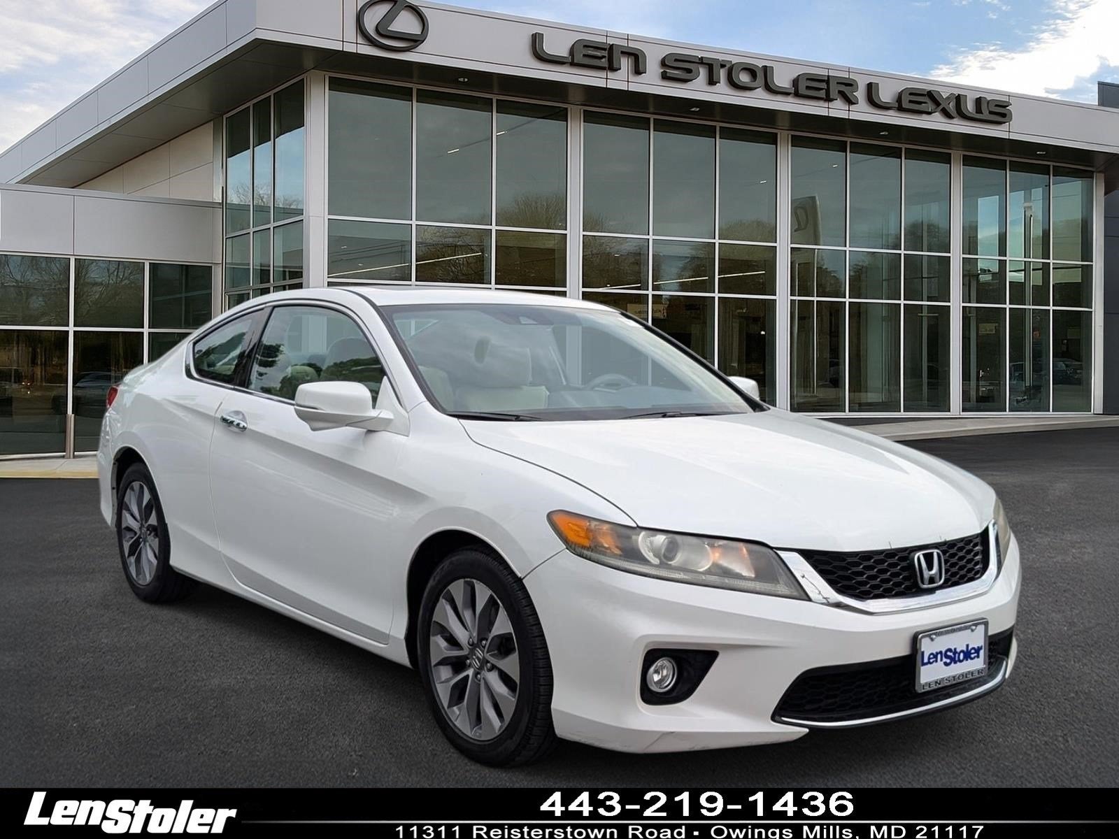 2014 Honda Accord Coupe EX-L in White Orchid Pearl — front three-quarter view