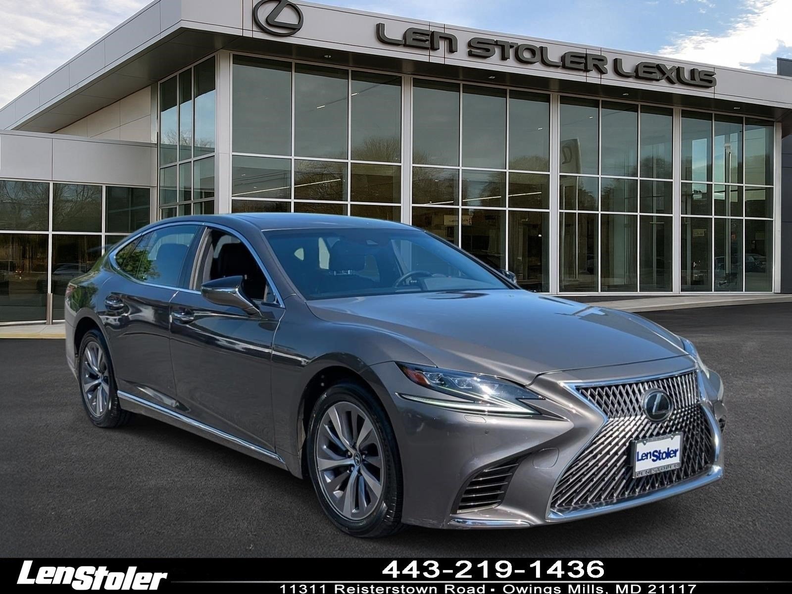2019 Lexus LS 500 AWD in Manganese Luster — front three-quarter view