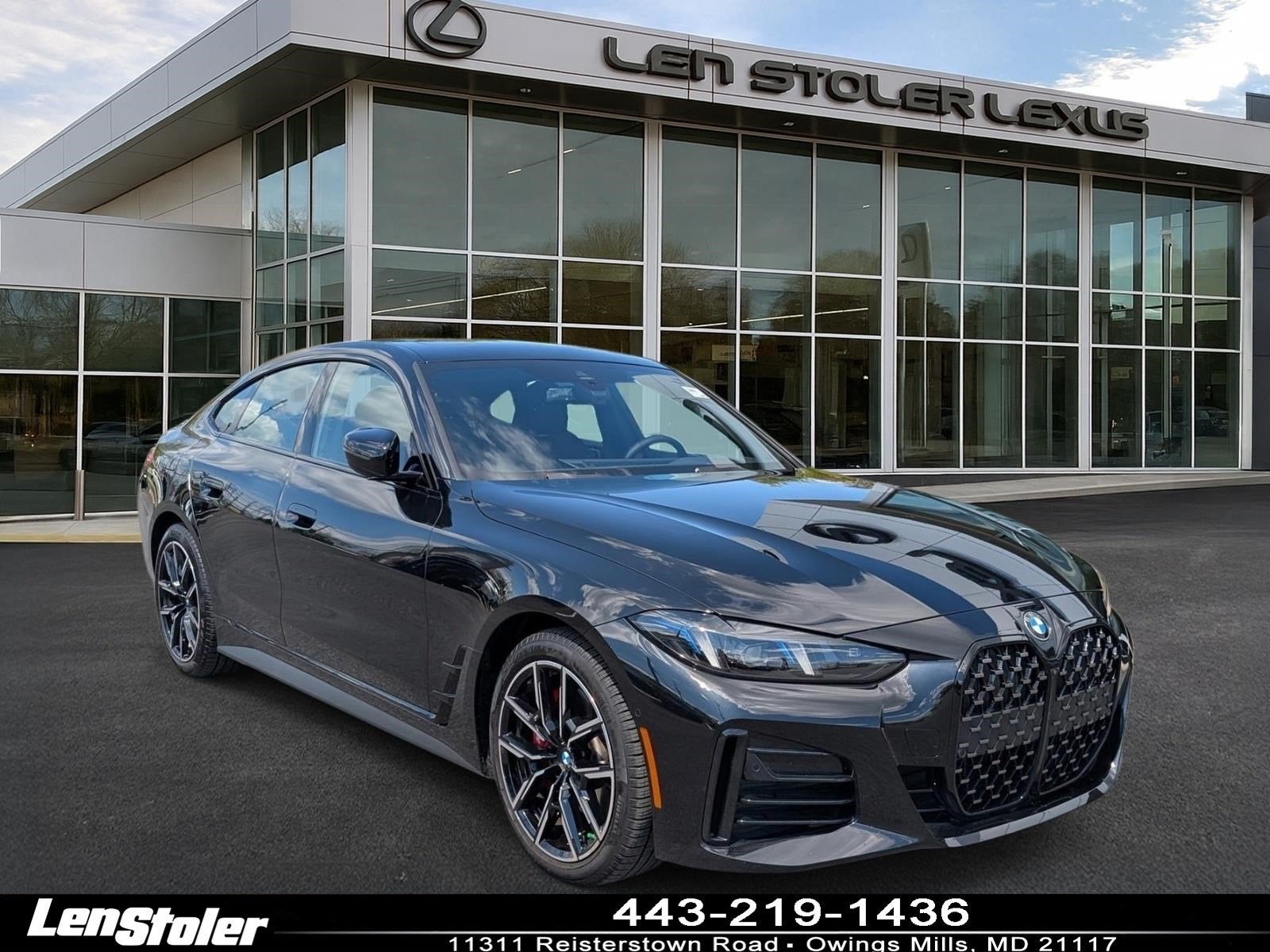 2026 BMW 4 Series 430i xDrive in Black Sapphire Metallic — front three-quarter view