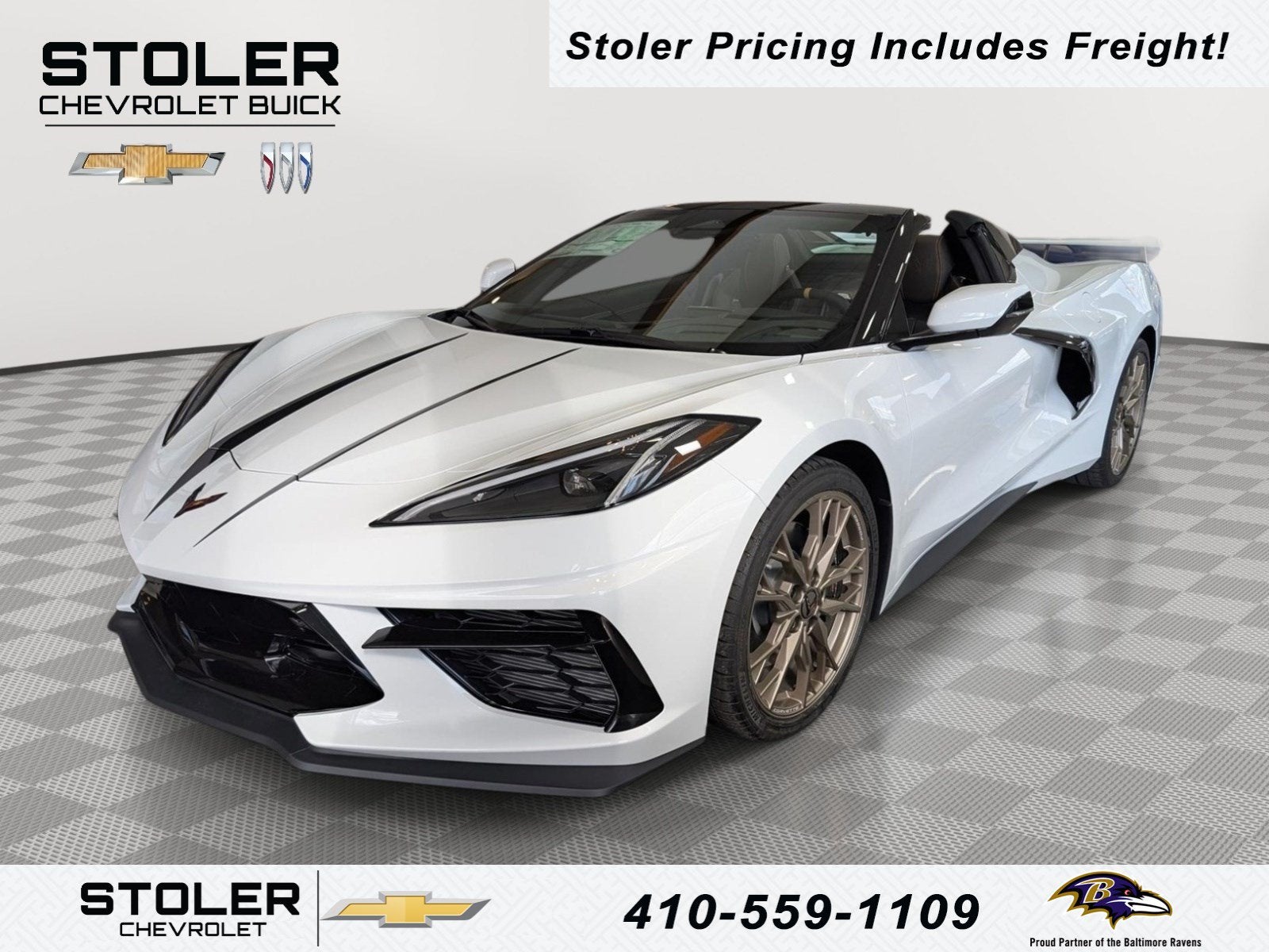 2026 Chevrolet Corvette Stingray 3LT in Arctic White — front three-quarter view