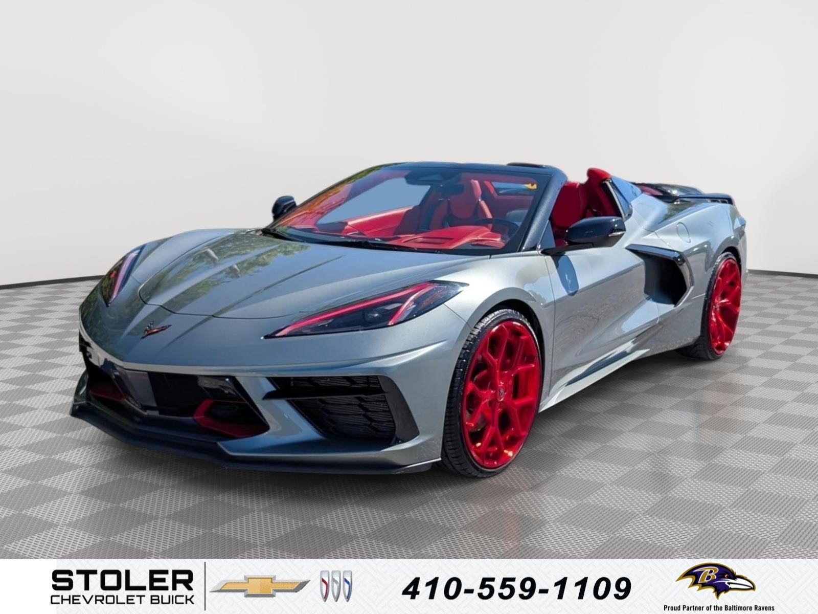 2024 Chevrolet Corvette Stingray 3LT in Hypersonic Gray Metallic — front three-quarter view