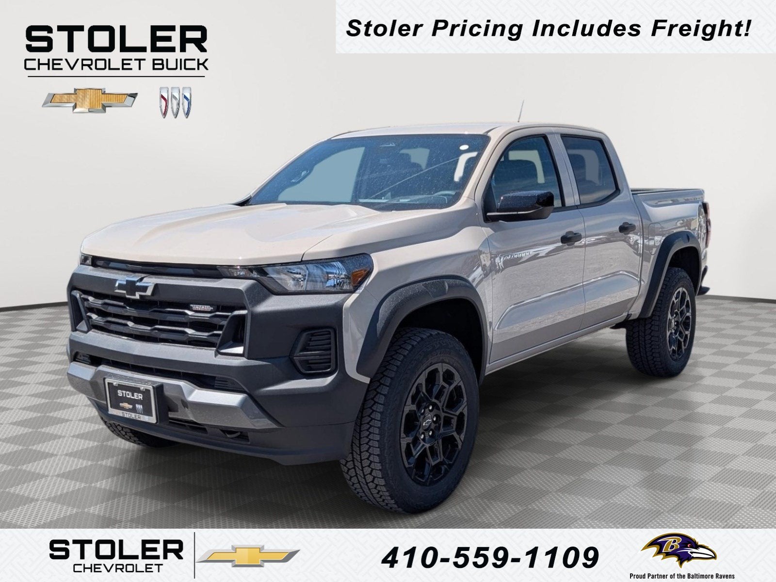 2026 Chevrolet Colorado Trail Boss in White Sands — front three-quarter view