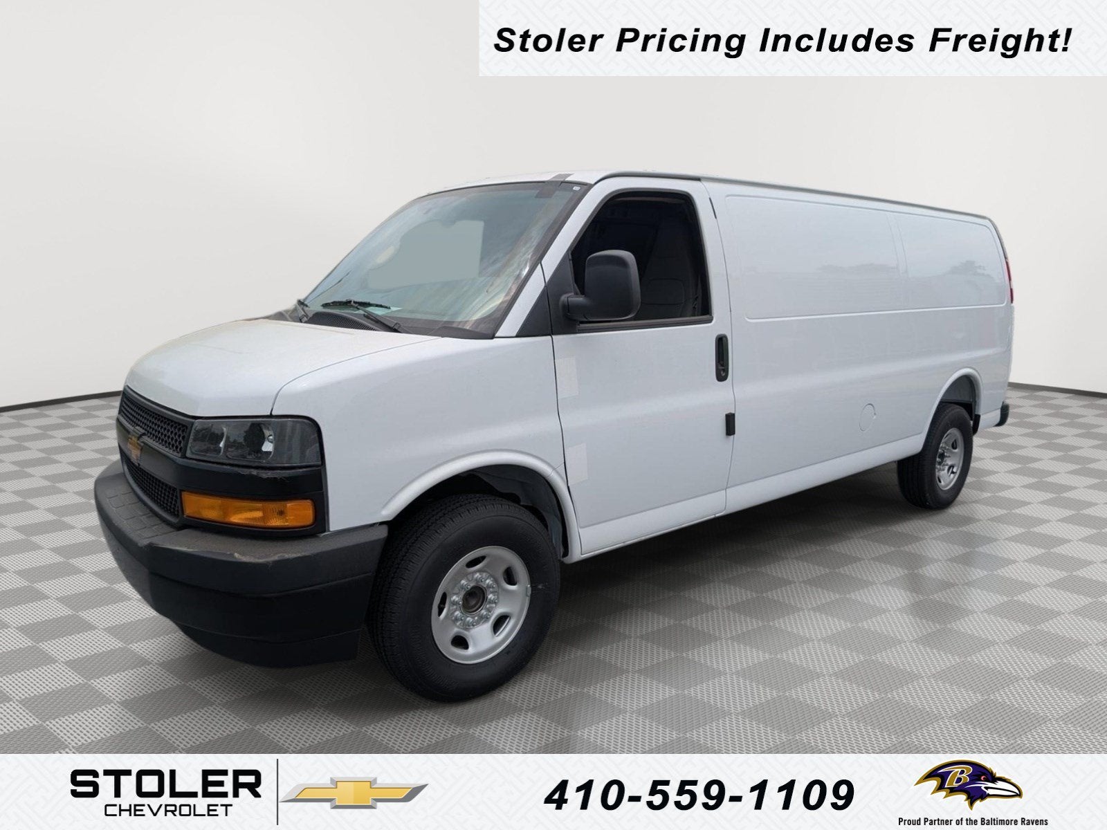2026 Chevrolet Express Cargo WT in Summit White — front three-quarter view