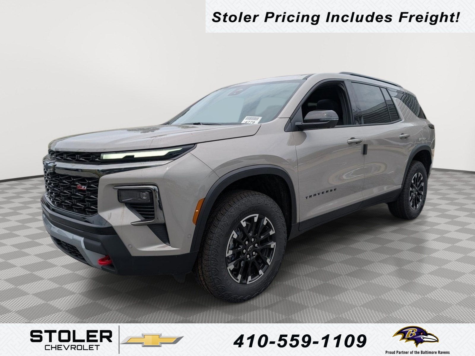 2026 Chevrolet Traverse Z71 in Sandstone Gray — front three-quarter view