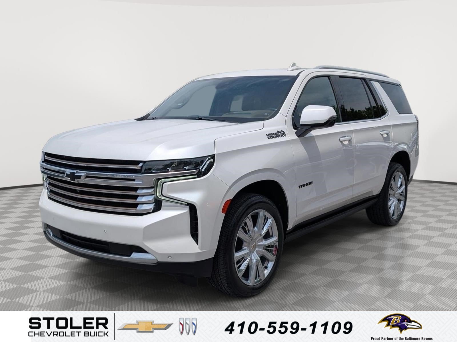 2023 Chevrolet Tahoe High Country in Iridescent Pearl Tricoat — front three-quarter view