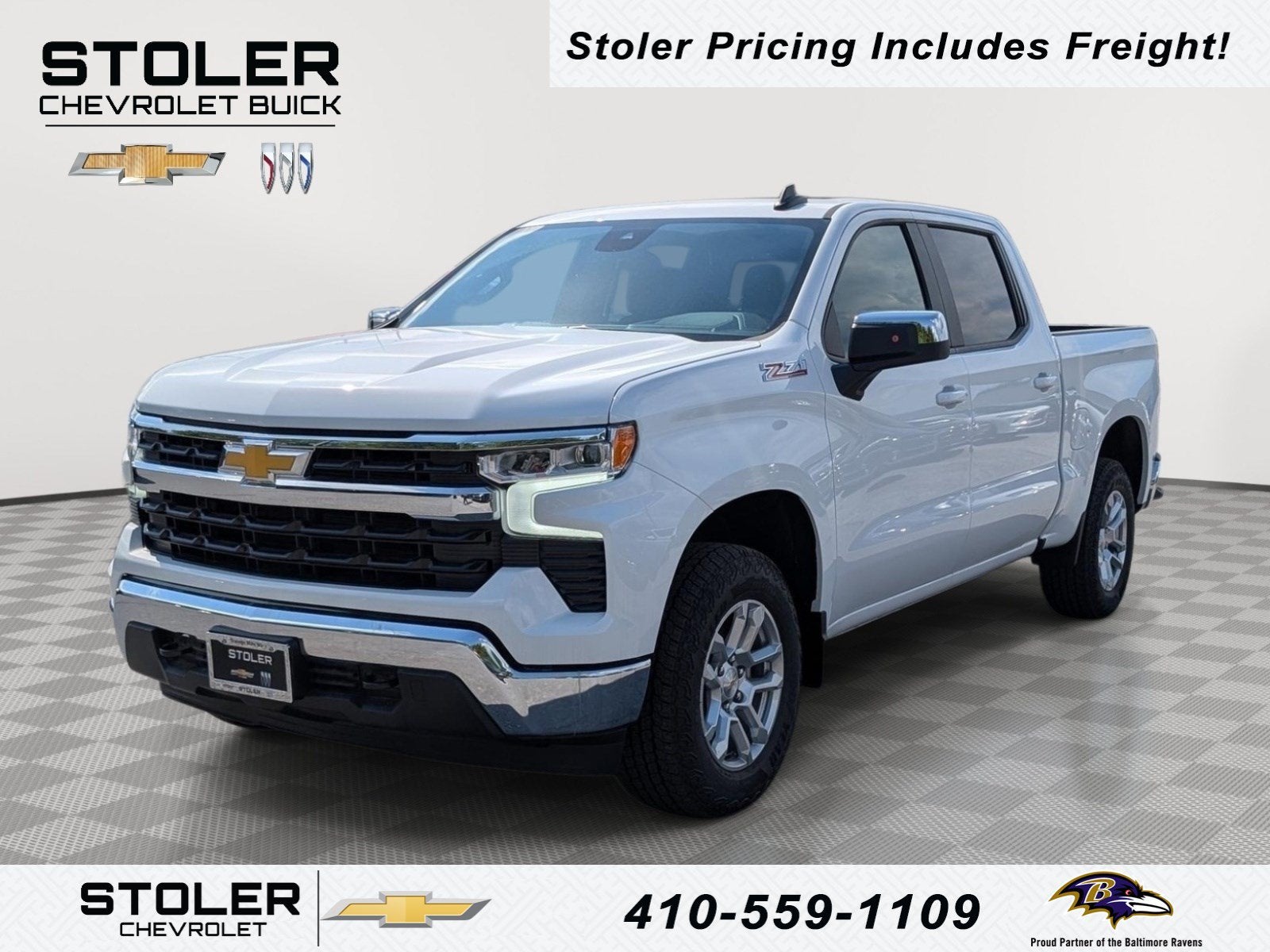 2026 Chevrolet Silverado 1500 LT in Summit White — front three-quarter view