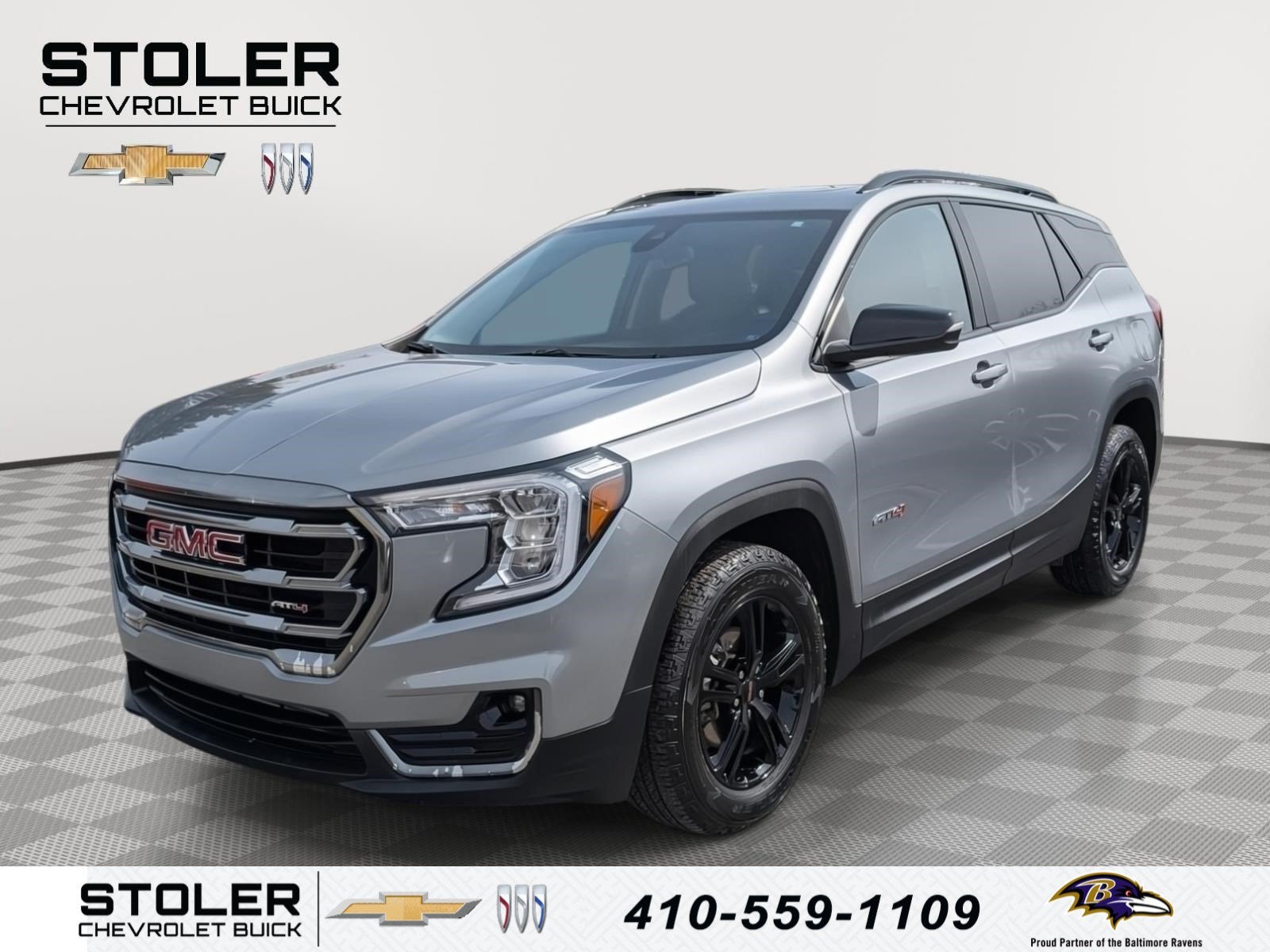 2024 GMC Terrain AT4 in Sterling Metallic — front three-quarter view