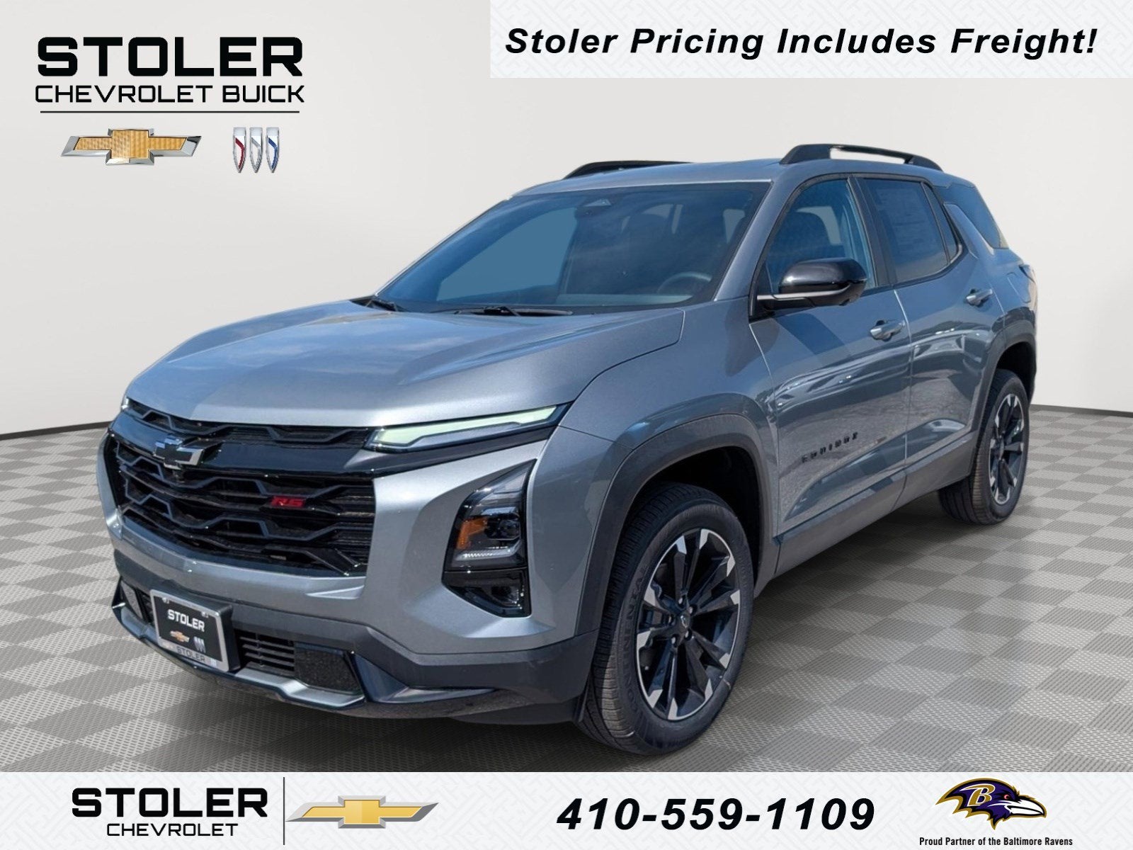 2026 Chevrolet Equinox RS in Sterling Gray Metallic — front three-quarter view