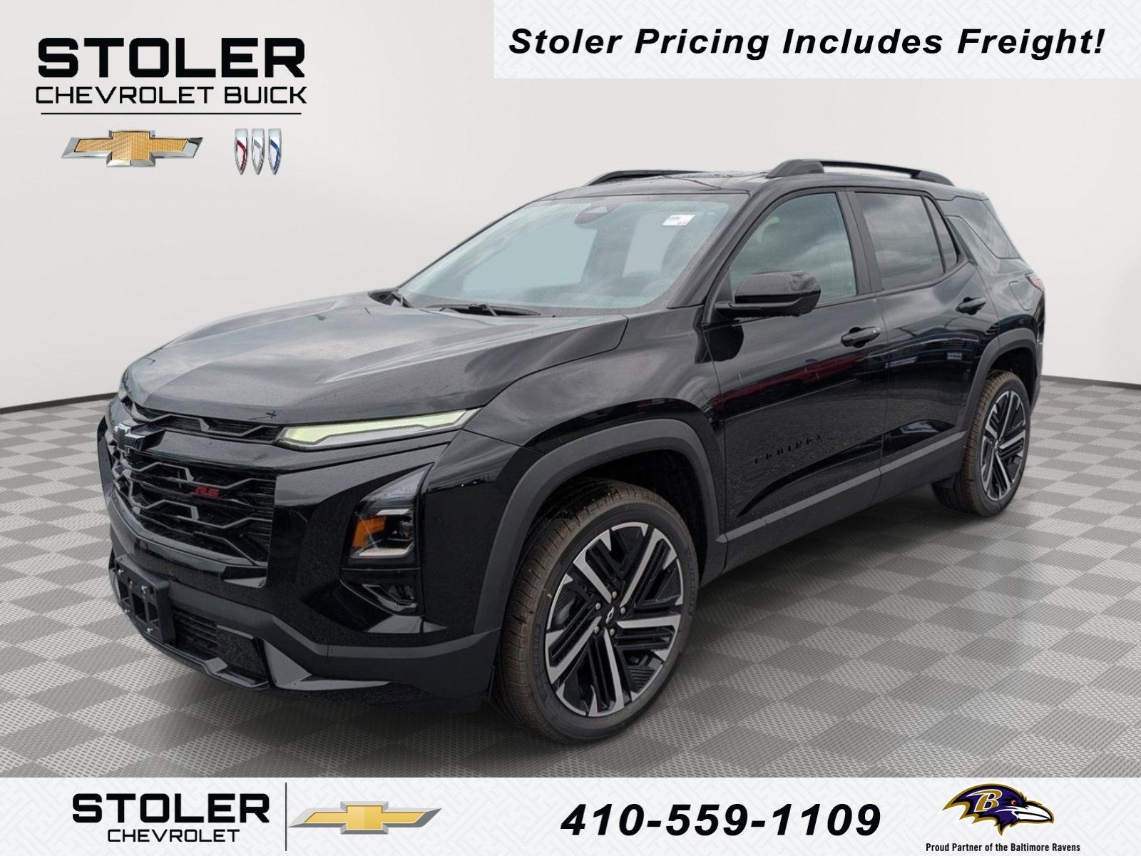 2026 Chevrolet Equinox RS in Mosaic Black Metallic — front three-quarter view