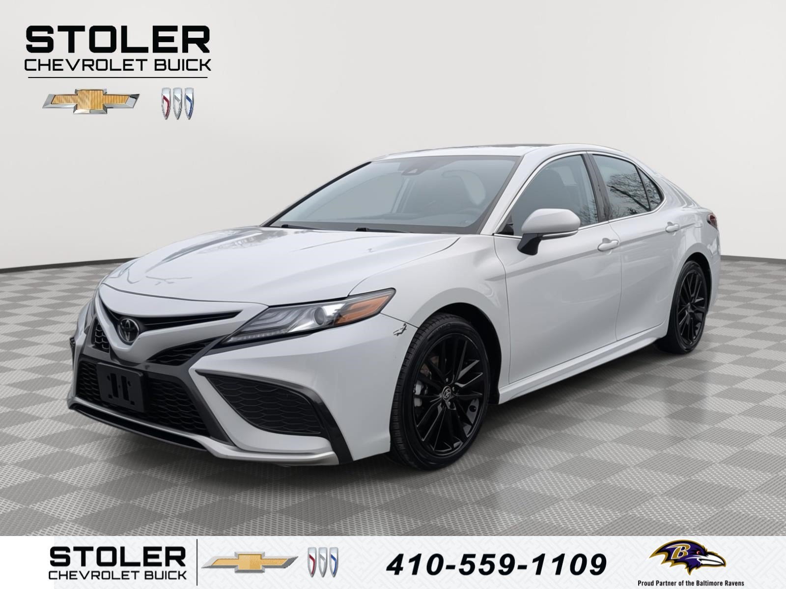 2023 Toyota Camry XSE in Ice Edge — front three-quarter view