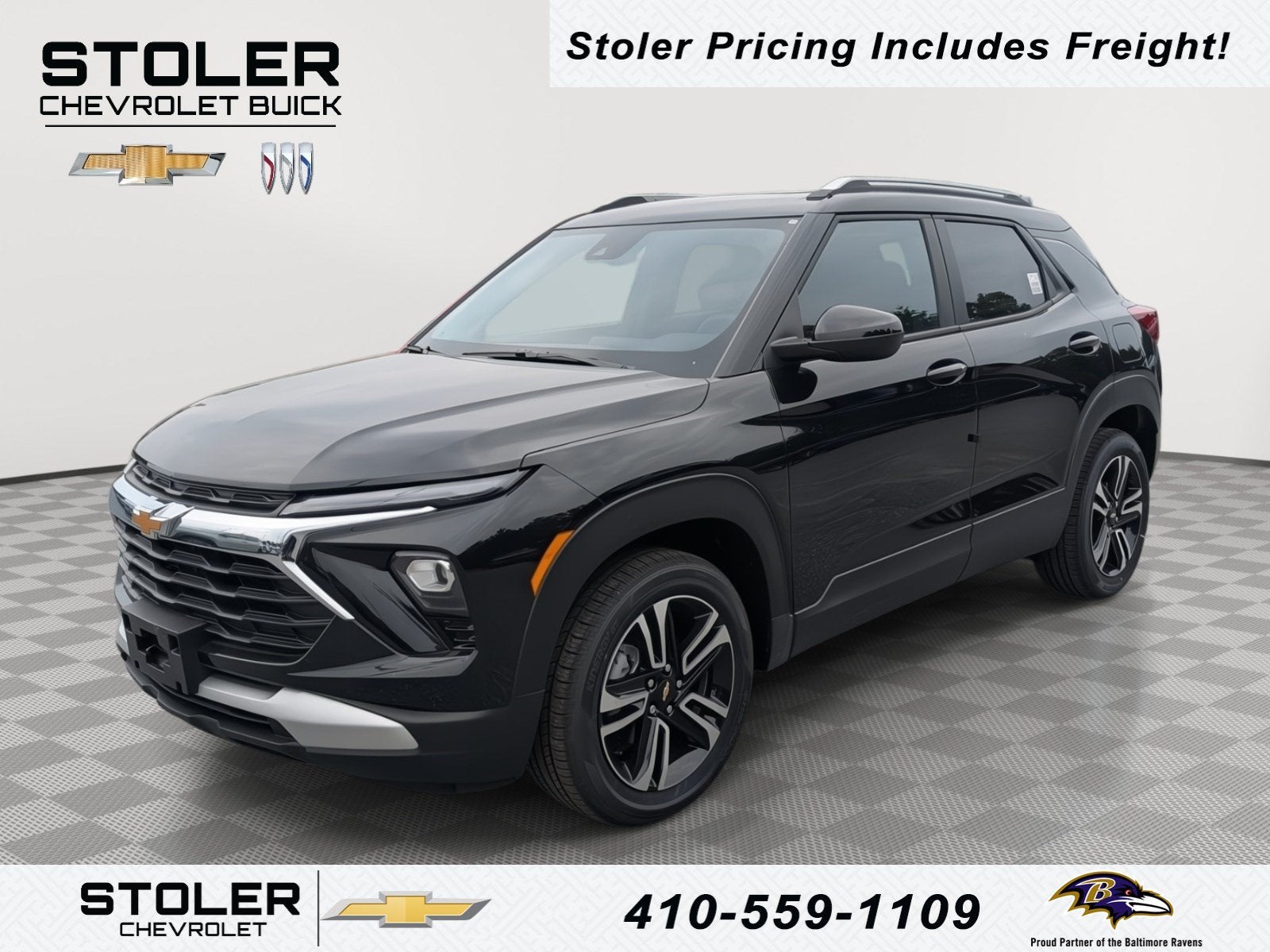 2025 Chevrolet Trailblazer LT in Mosaic Black Metallic — front three-quarter view