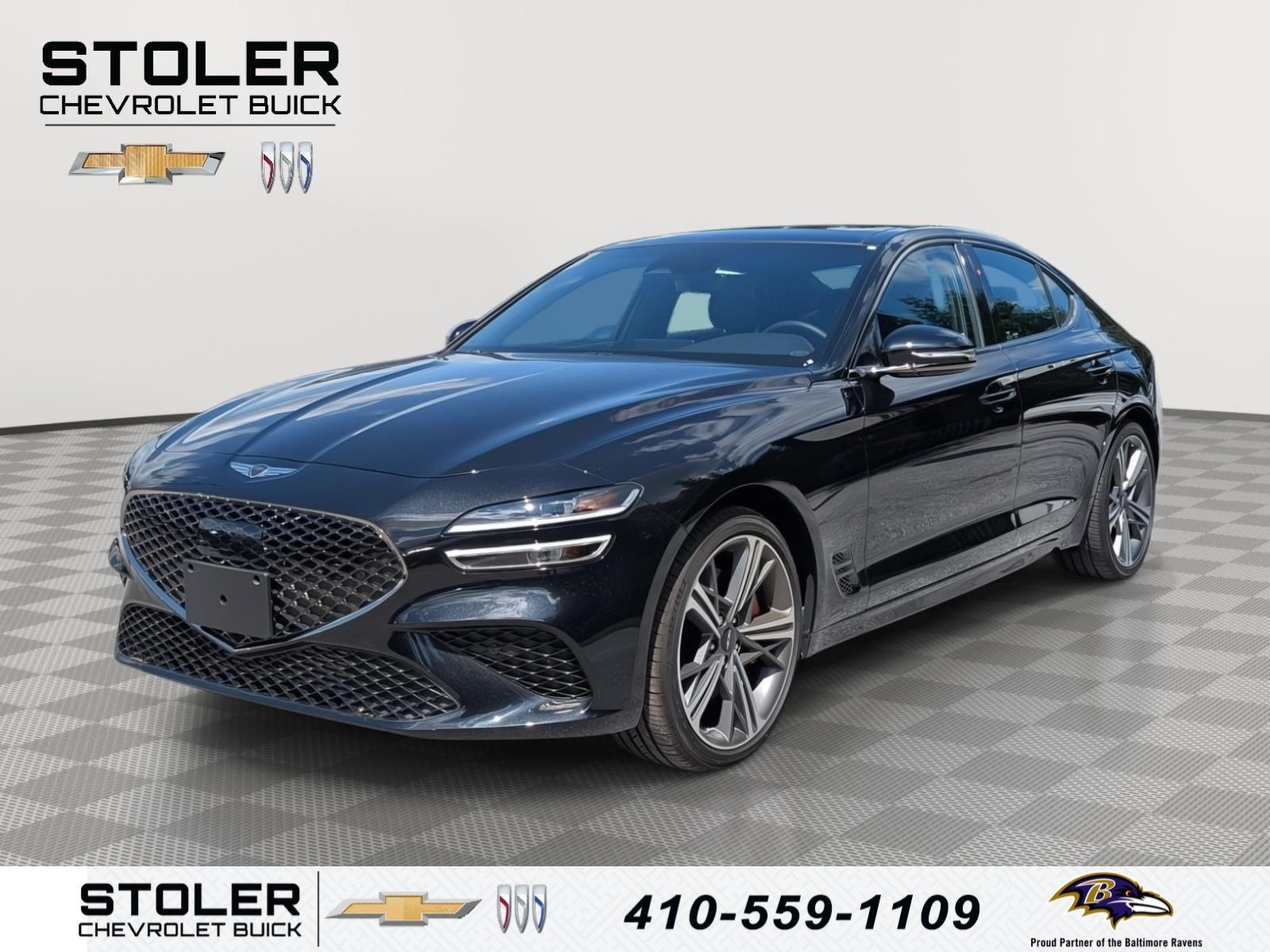 2024 Genesis G70 3.3T Sport Advanced in Vik Black — front three-quarter view